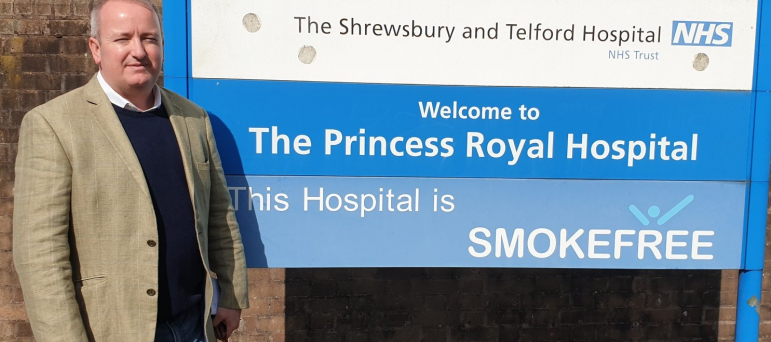 Mark Pritchard MP outside the Princess Royal Hospital